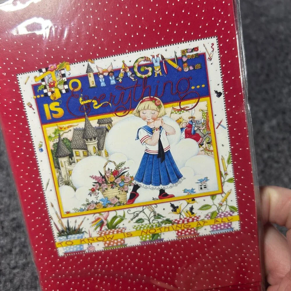 MARY ENGELBREIT NOTE CARDS & ENVELOPES, TO‎ IMAGINE IS EVERYTHING, NIP